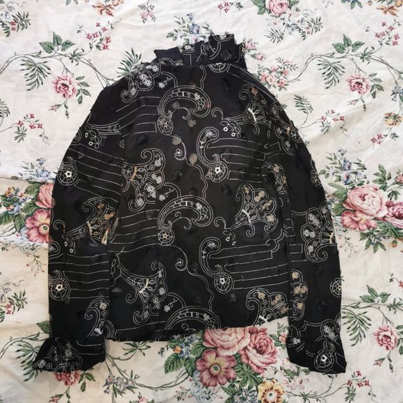 Samuel Dong Women's Ruffled Button Blouse Jacket Artsy Textured Fitted Size Smal - Picture 6 of 6